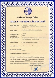 İmalat Yeterlilik Belgesi-Kalkan